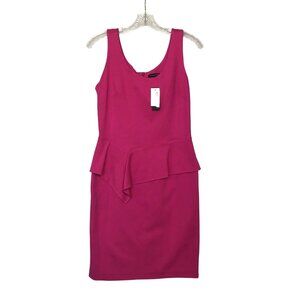 Josie Natori Pink Jersey Sleeveless Peplum Dress Size 6 Bodycon Mob Wife